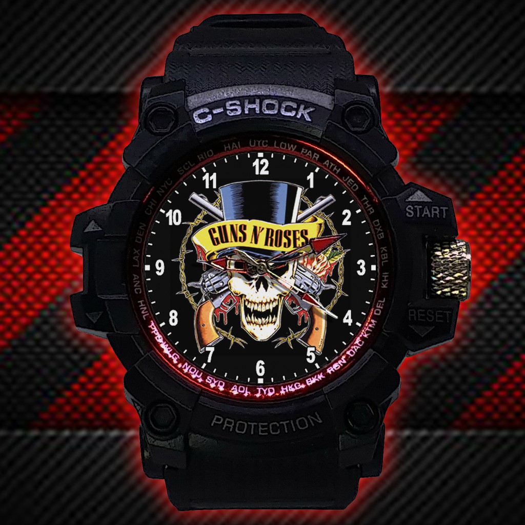 (ISTIMEWA BOSSQUE) JAM TANGAN GUNS N' ROSES LIST MERAH - EXCLUSIVE 10