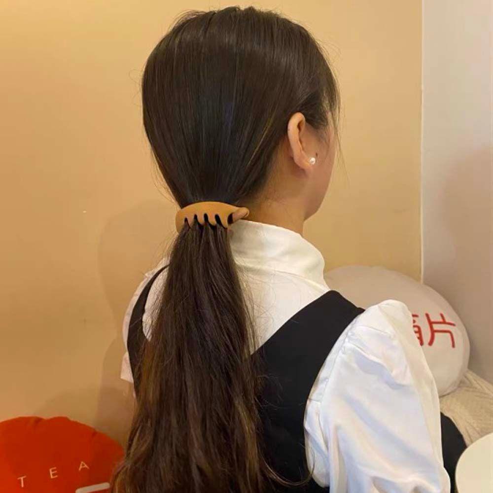 AUGUSTINA Gadis Jepit Rambut Lucu Retro Tinggi Ponytail Tetap Elegan Warna Solid Wome Hair Claw Banana Clip