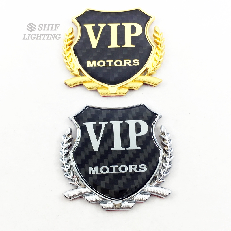 1pc Stiker Emblem Logo VIP Bahan Metal Carbon Fiber Untuk Dekorasi Mobil