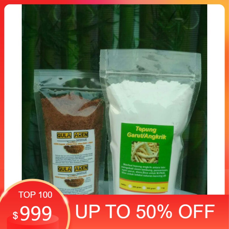 

Terlaris (READY) PAKET TEPUNG GARUT DAN GULA AREN/ARROWROOT 250/250 gr