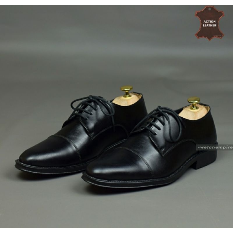 Sepatu Pantofel Over Size 44-45-46-47-48 Oxpord Tali Derbys Kulit Hitam Size JUMBO Kulit, 46