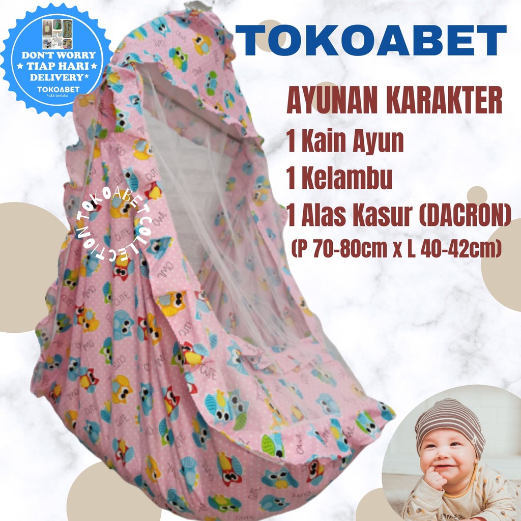 AYUNAN KARAKTER Bayi dan Anak Kain Katun Kelambu Alas Kasur Lembut Variasi NO PER NO HANGER TOKOABET