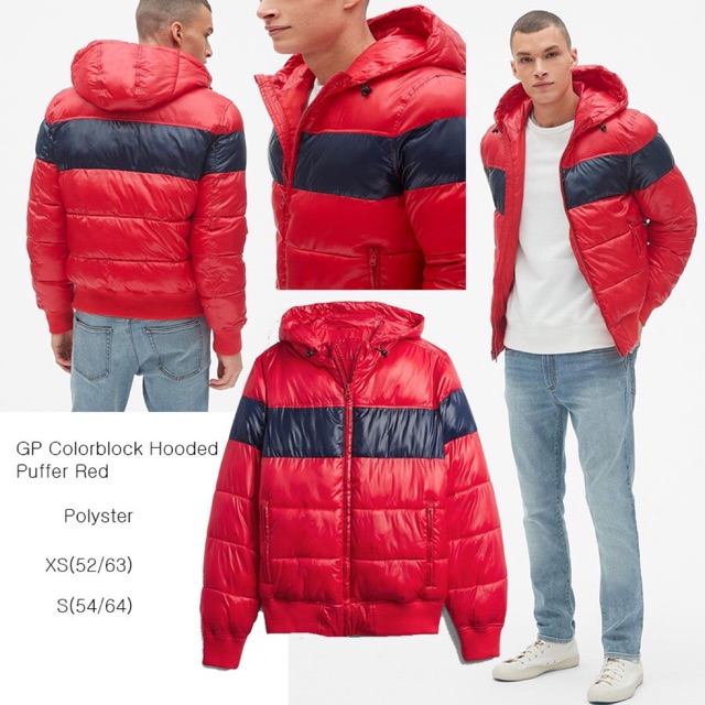 gap red puffer jacket