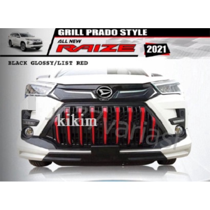 GRILL RAIZE MODEL PRADO HITAM GLOSY LIST MERAH