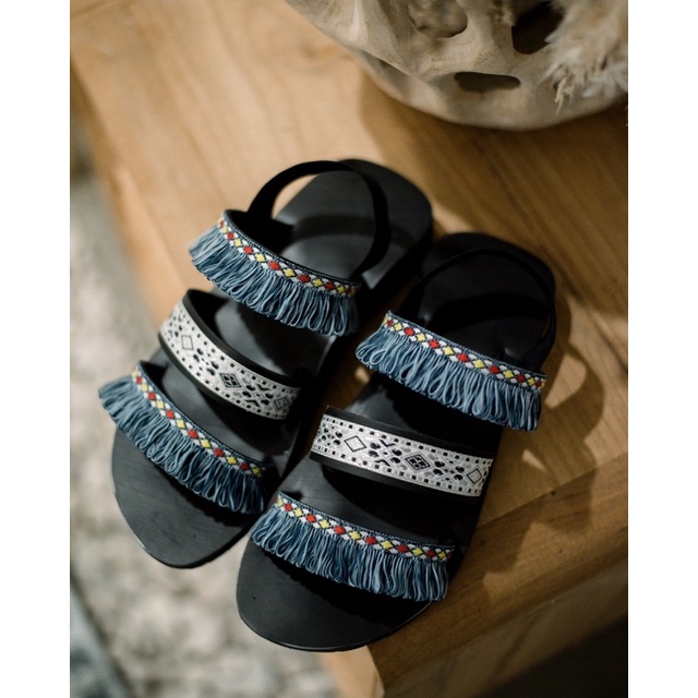 Slippybee Blacky A28 - sandal bohemian wedges sandal boho wanita sandal etnik sandal cewek