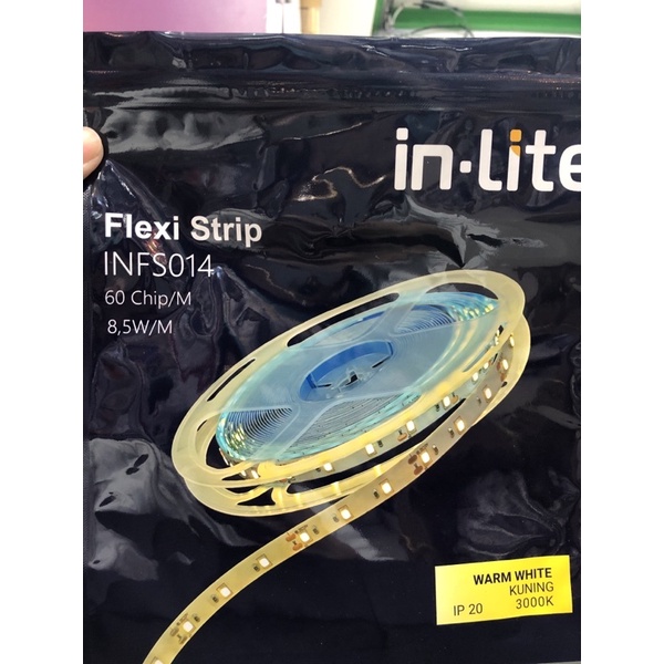 flexi inlite strip INLITE led strip inlite 12volt 60lampu 8.5W/meter INFS014 cahaya kuning , Natural