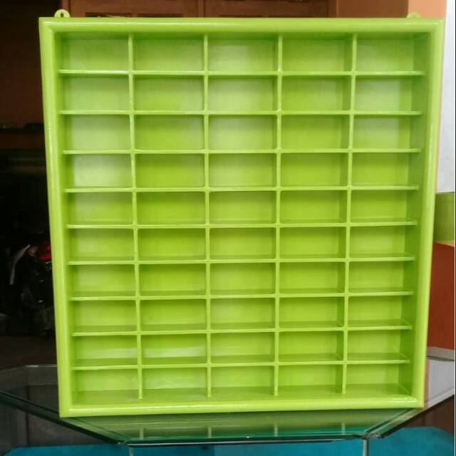 READY Rak Hot Wheels Kayu isi 50 ADA SLOT / REL PENUTUP AKRILIK
