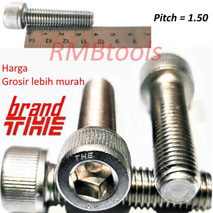 Jual BAUT L M10 x 40 CAP SOCKET STAINLESS SUS 304 A270 PITCH 1.50 FT