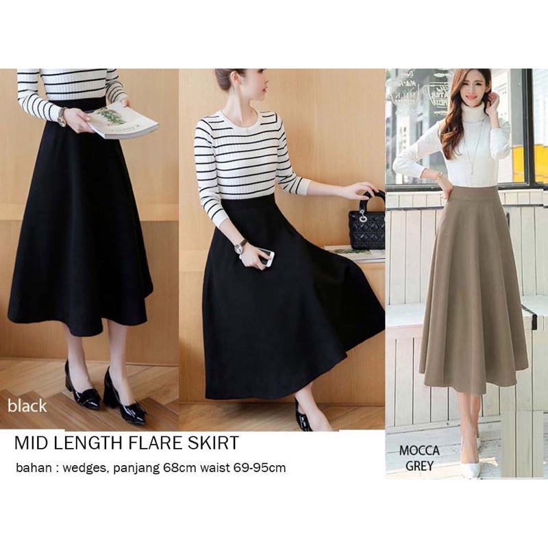 Midi 7/8 flare skirt / rok model tutu