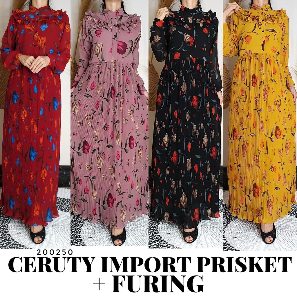 Gamis BRANDED PREMIUM IMPORT BANGKOK PLISKET LIDI