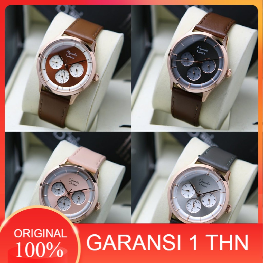 JAM TANGAN WANITA ALEXANDRE CHRISTIE AC 2868 AC2868 ROSEGOLD BROWN ORIGINAL
