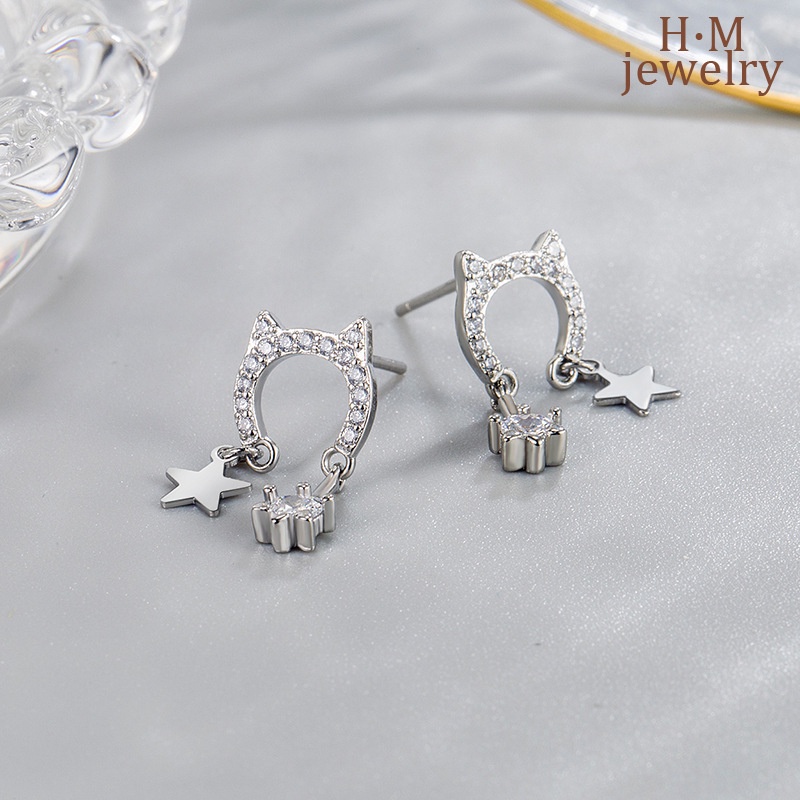 Anting Tusuk Motif Kucing Simple Kualitas Tinggi Untuk Wanita