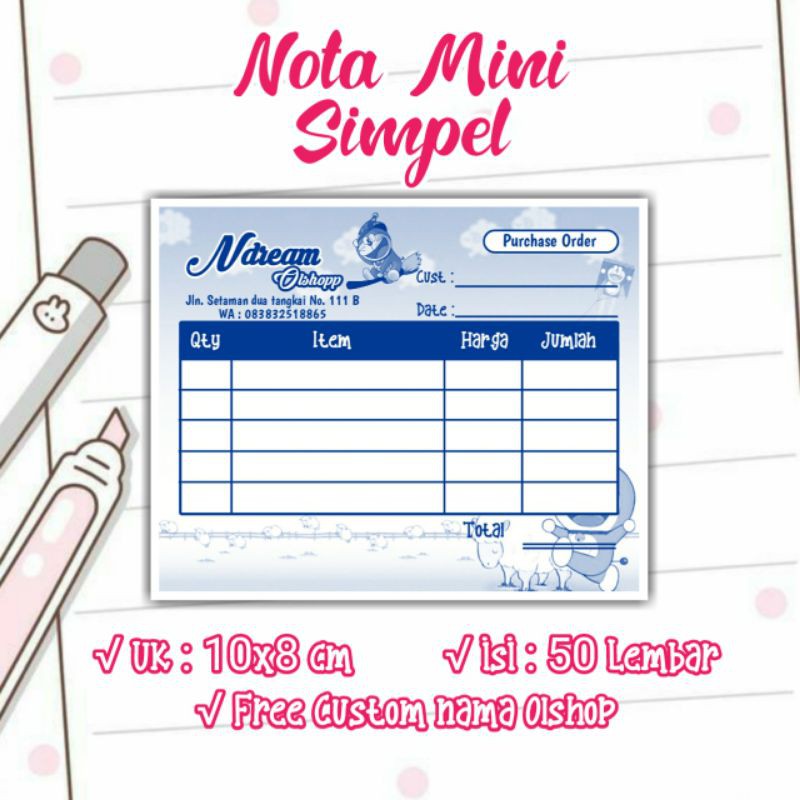 

Nota Mini Simpel Motif 1 Warna