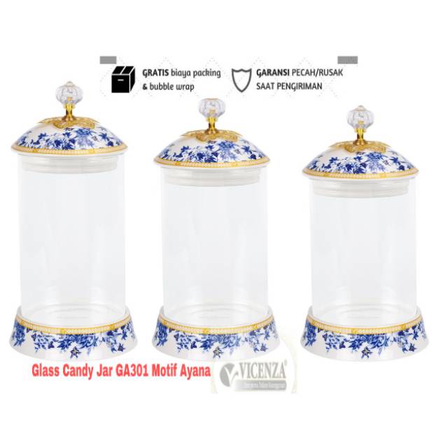 Glass Candy Jar GA301 Motif Ayana