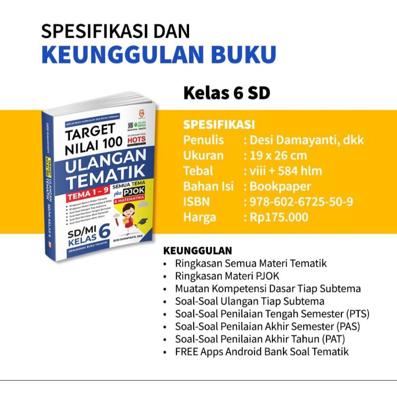 

TARGET NILAI 100 ULANGAN TEMATIK KELAS 6 SD