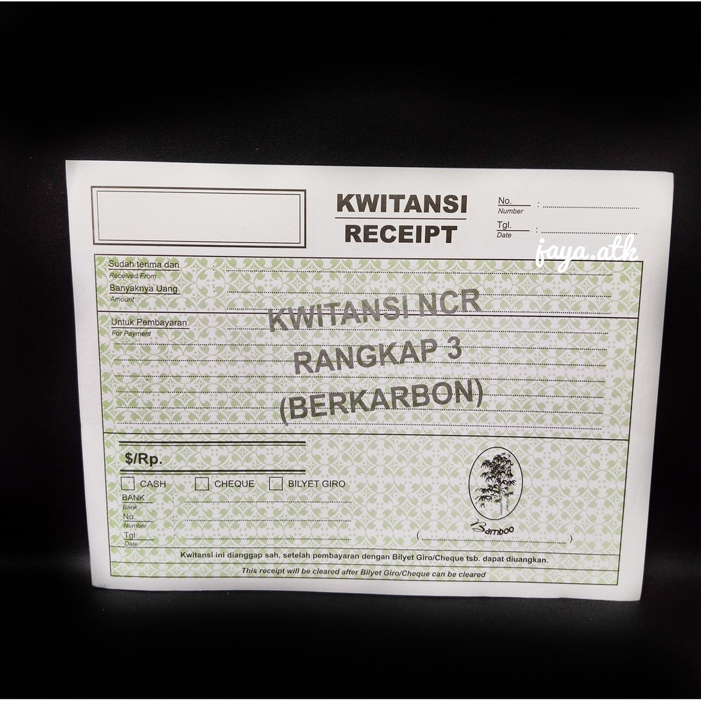 

BUKU KUITANSI 3 PLY 3 RANGKAP NCR KARBON KWITANSI 3PLY 1/2 FOLIO 3 RANGKAP