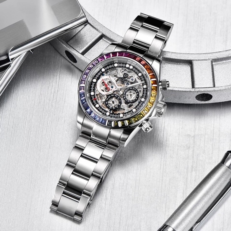 Jam Tangan Pagani Design Automatic Homage Daytona Cosmograph Rainbow La Montoya Openwork