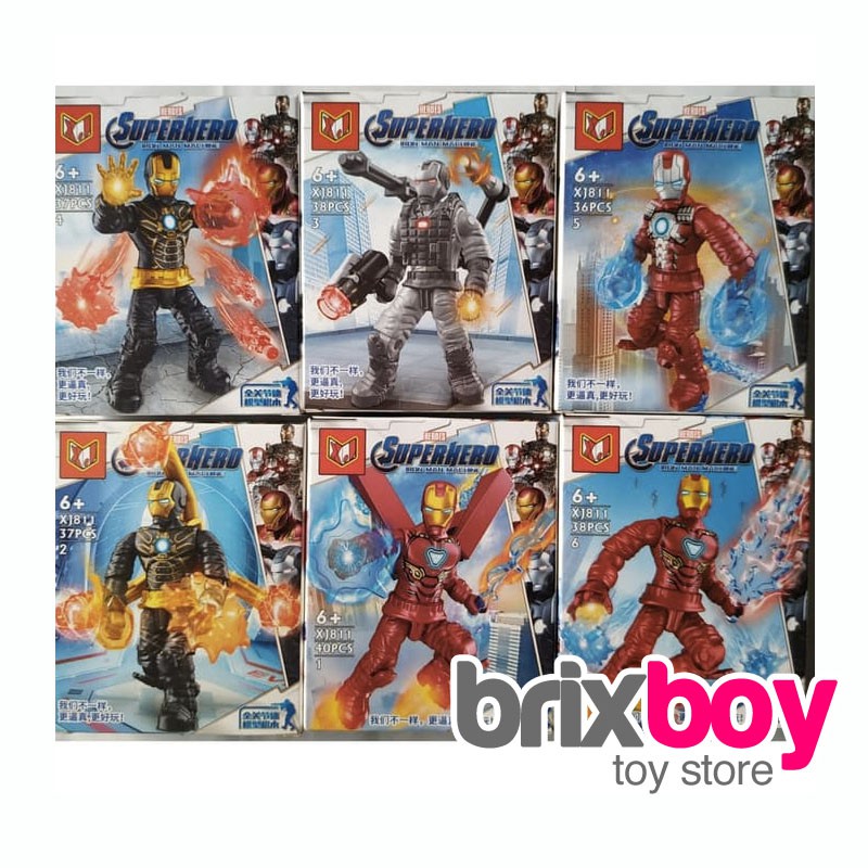 Mainan Anak Brick XJ 811 XJ811 Minifigure Ironman Set 6in1 Brixboy