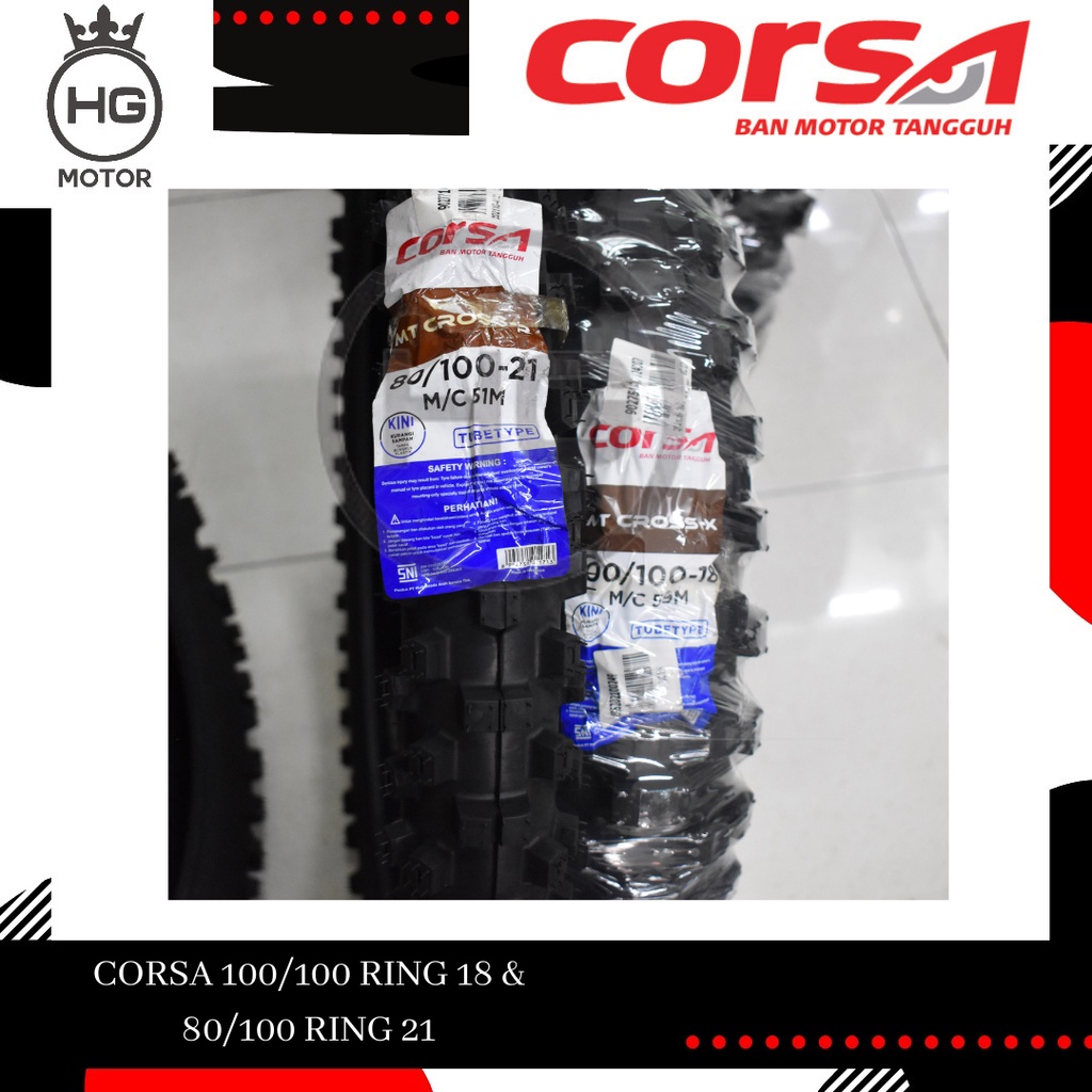 Satu set Ban Corsa MT Cross X 100/100 ring 18 dan 80/100 ring 21