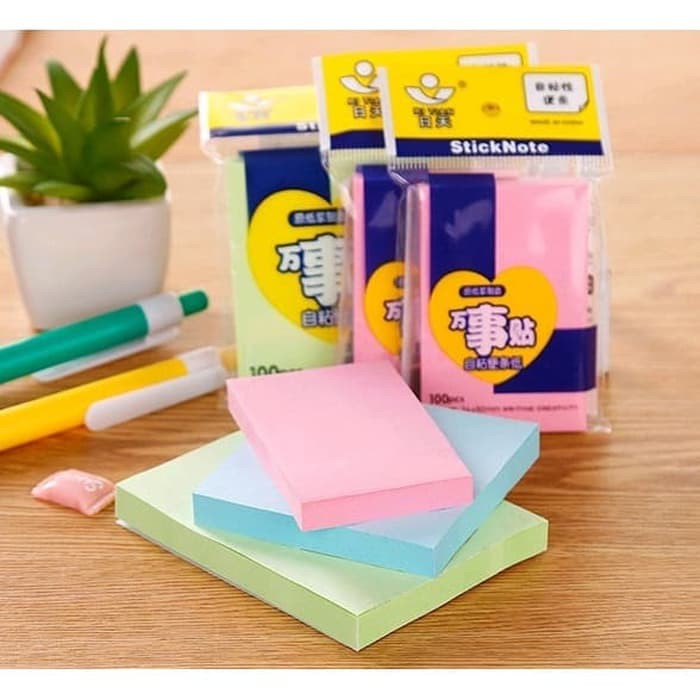 

Sticky Notes / Memo Tempel Persegi Polos (7.5*5cm) (100 Lembar)