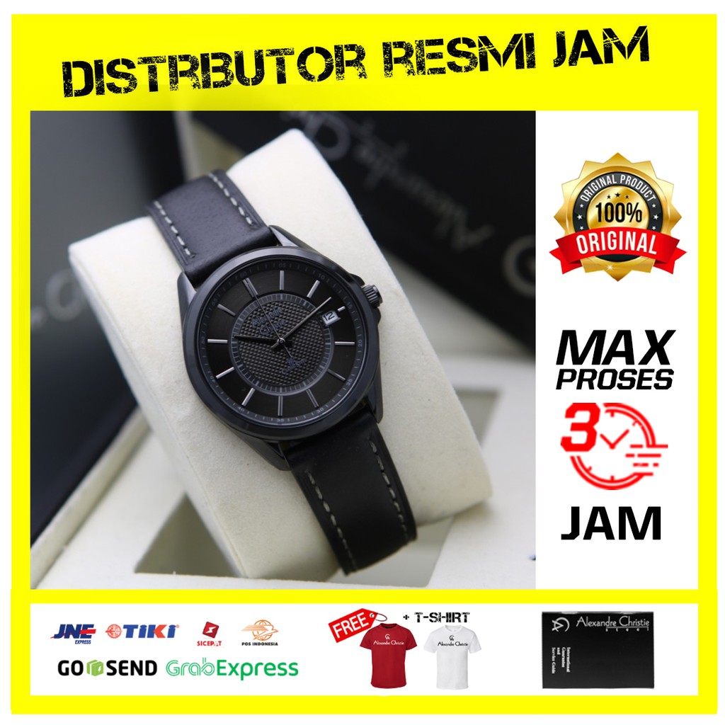 ALEXANDRE CHRISTIE AC 8649 FULL BLACK WANITA. ORIGINAL