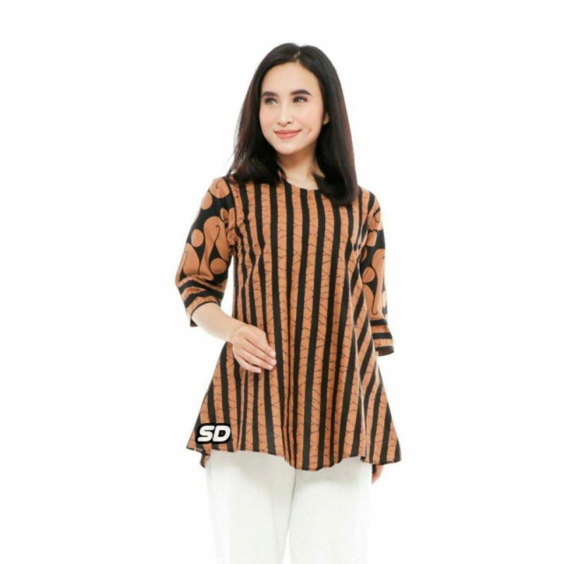 tey-17 Batik wanita ASJ SA HRB026 Kenongo Kemeja Tosca Pendek-10