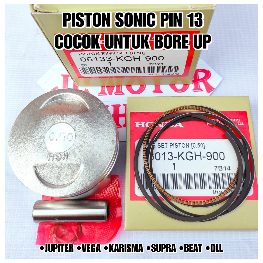 SEKER SEHER - PISTON SONIC 125 CS1 CS 1 STANDAR 50 100 150 200 250 300 350 400 PIN 13 THAILAND BISA UNTUK RUBAHAN MOTOR LAIN JUPITER VEGA KARISMA SUPRA GRAND VARIO BEAT Dll