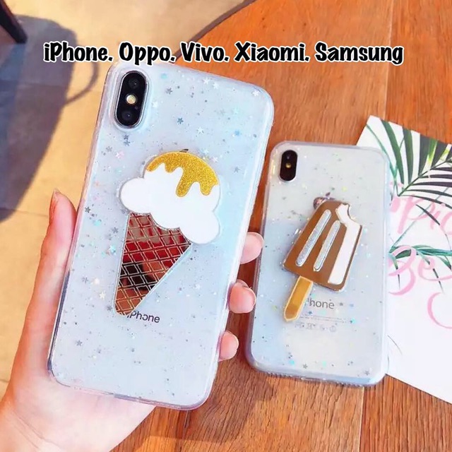 Ice Cream Case iPhone Oppo Vivo Xiaomi Samsung m20 F5 F7 F9 f11 a1 A2 redmi 5 6 + 4a 5a 6a S2 8 lite