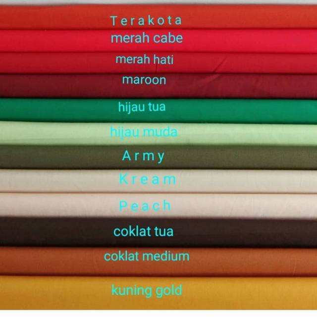 Katun jepang polos tokai senko berbagai warna