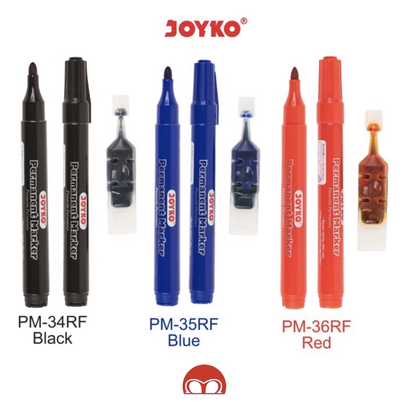 

Permanent Marker Spidol Permanen Joyko Hitam PM-34RF dan Biru PM-35RF