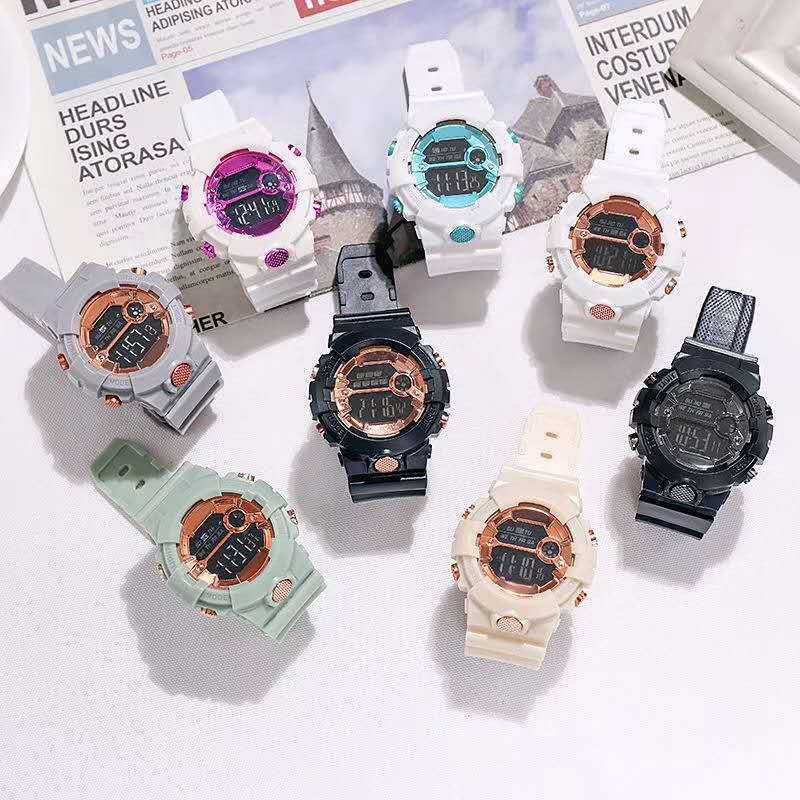 ☀ INDOLAND ☀ JT035 Jam Tangan Sport Digital Dial Bulat Rubber Untuk Wanita Dan Pria Fashion Gaya Korea Import