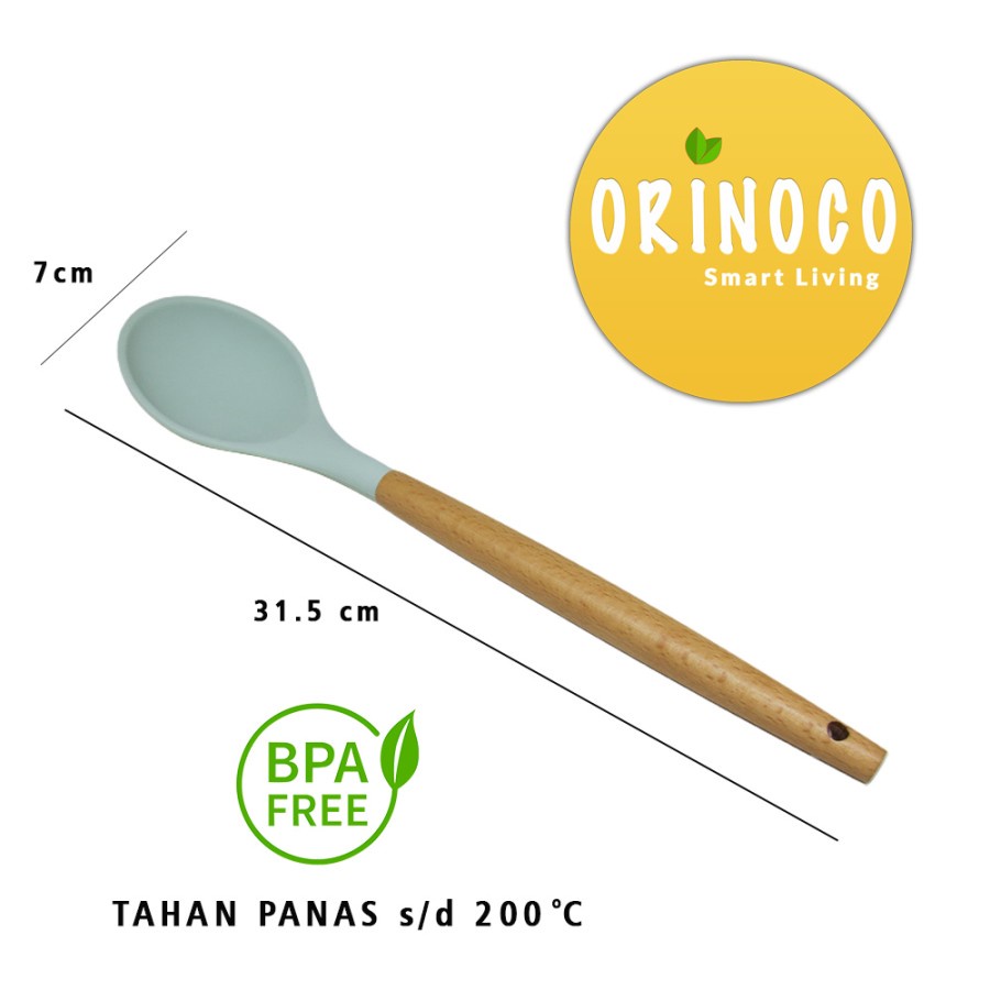 Alat Masak Silicone Or-203 Gagang Kayu Tahan Panas Warna Tosca-5