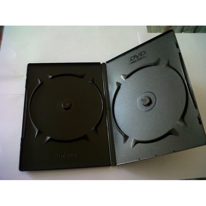 Trend-PAKET 10PCS DVD/CD CASE GT-PRO DOUBLE SIDE 9mm TEBAL HITAM - isi 10 pcs