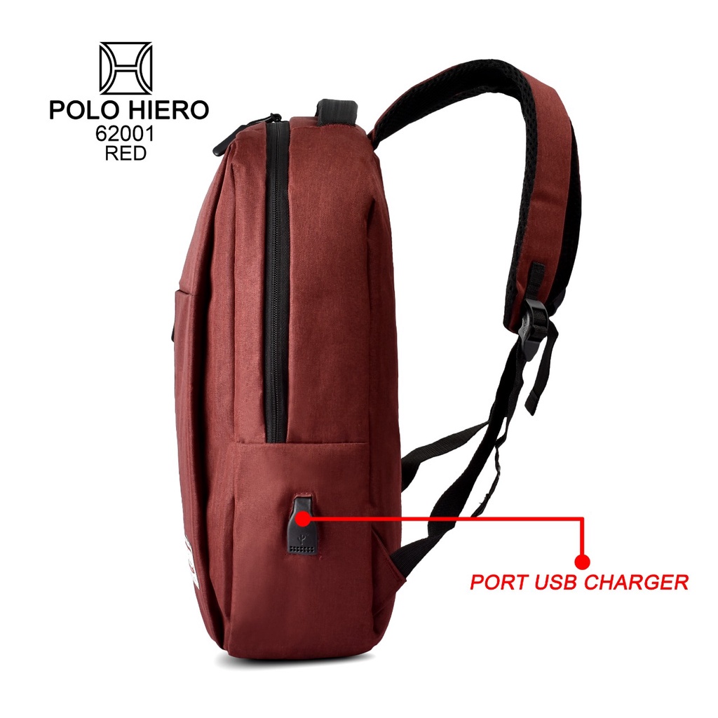 (Toko OB) Tas Ransel Polo Hiero Ransel 62001 Tas Sekolah Ransel Punggung Tas Pria [Free Kabel USB]