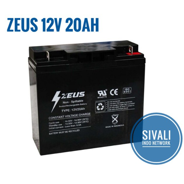 ZEUS AKI SEPEDA LISTRIK 12V 20 AH ISO9001