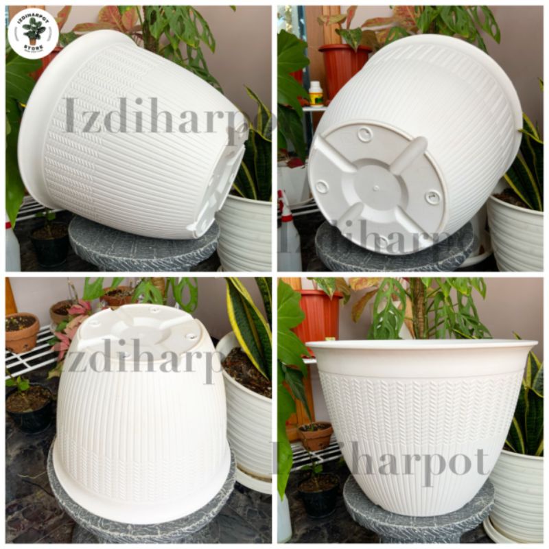 pot bunga tanaman cjp padi 40cm putih - CJP PADI 40 PUTIH 9940