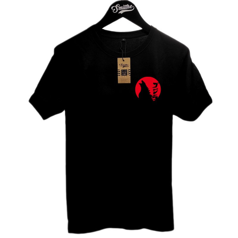 Kaos Godzilla Simple T-Shirt 100% Cotton Combed 24s Hitam