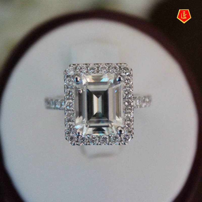 [Ready Stock]3.5 Karat Rectangular Ring Female Fashion