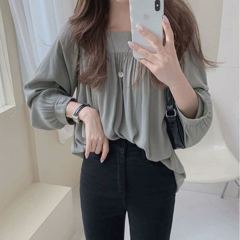 Chana Blouse Atasan Wanita Korean Style Crinkle Import