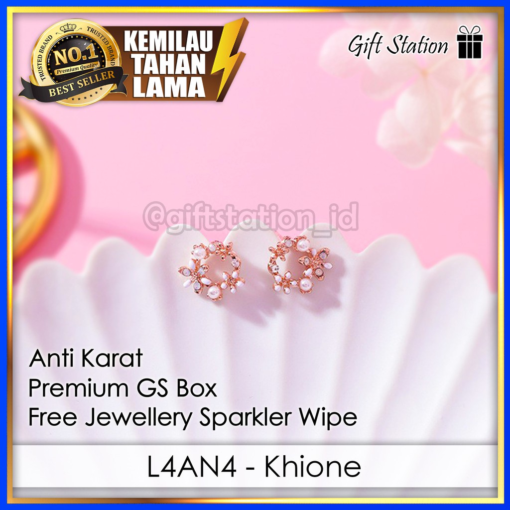 Anting Berlian Wanita Premium Kekinian Terbaru, L4AN4 Perhiasan Gift Station ID Jewellery