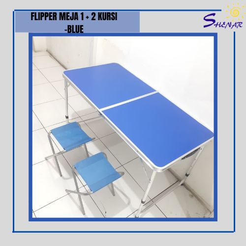 SHENAR FLIPPER TABLE MEJA LIPAT MULTIFUNGSI MEJA KOPER OUTDOOR1 DAPAT 2 KURSI