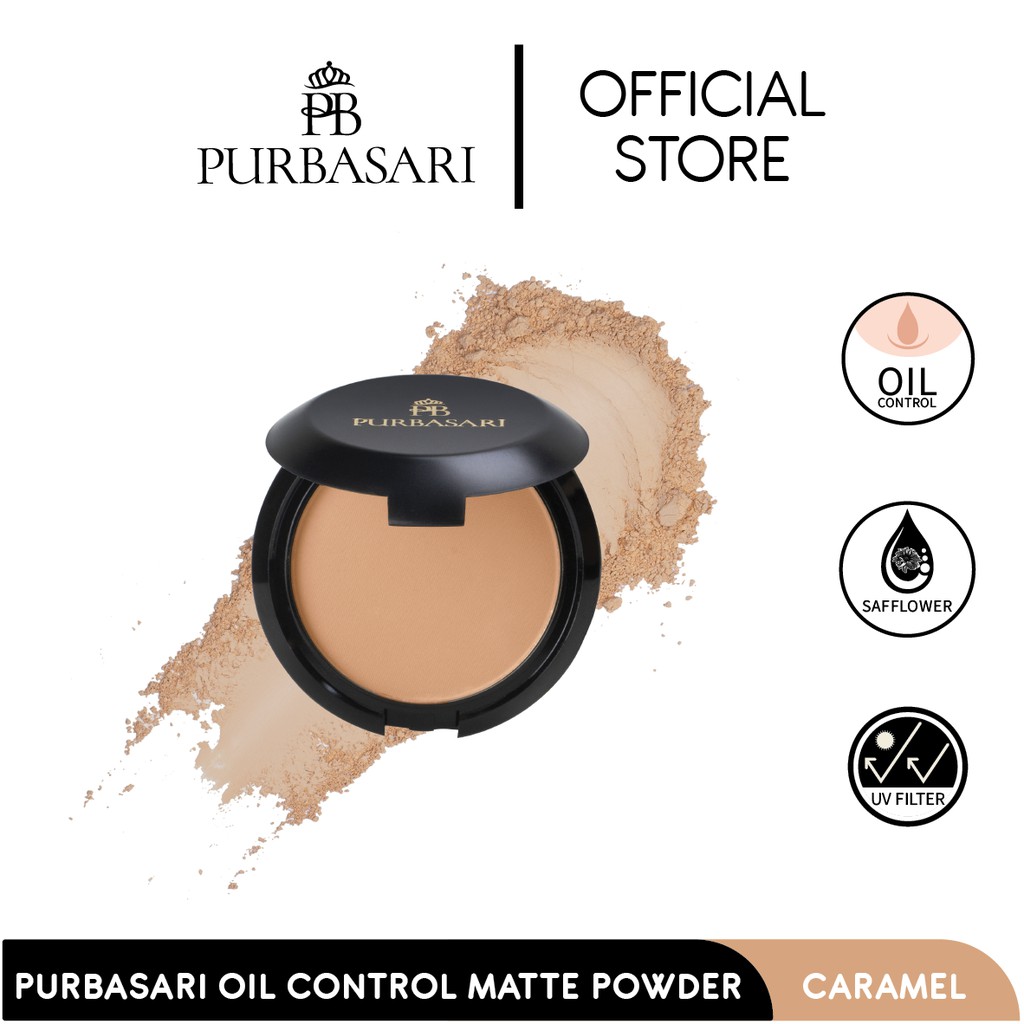 Purbasari Oil Control Matte Powder Matte Compact Powder Bedak Matte Tahan Lama Melindungi Kulit Dari Sinar Matahari - Caramel