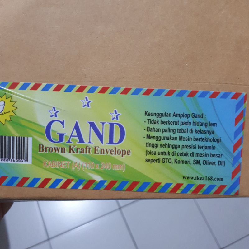 

Amplop Coklat GAND Kabinet, 1/2 Folio, Folio 1 Pak 100 Lembar