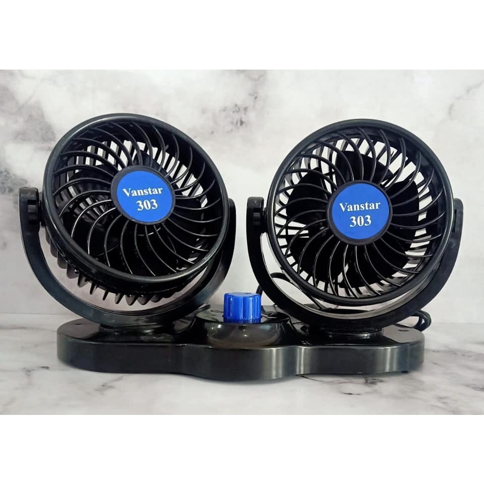 (BISA COD)Kipas Angin Mobil Double Headed Putar 360° 2 Speed 12V-V-303 vanstar/double fan Car Cooling Double Fan