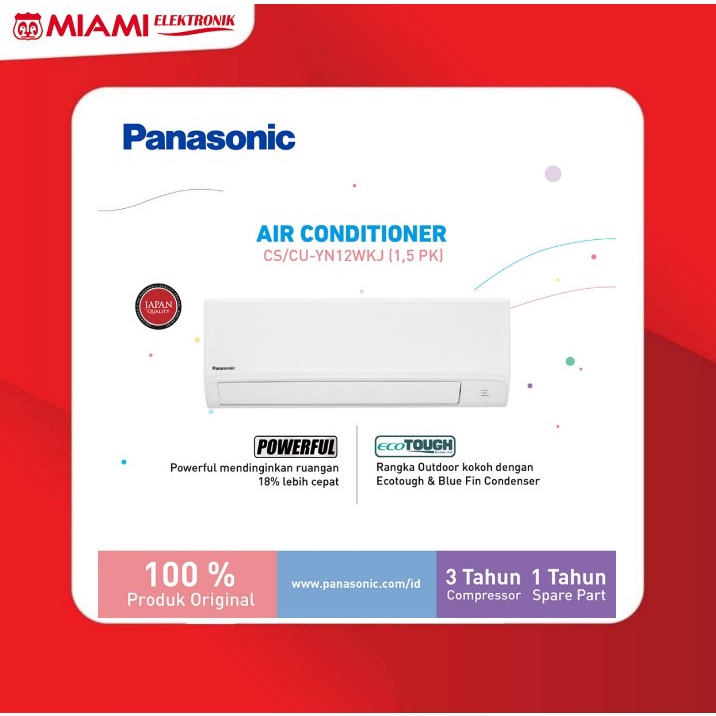 Panasonic CS-YN12WKJ AC Split 1,5PK Standard Putih