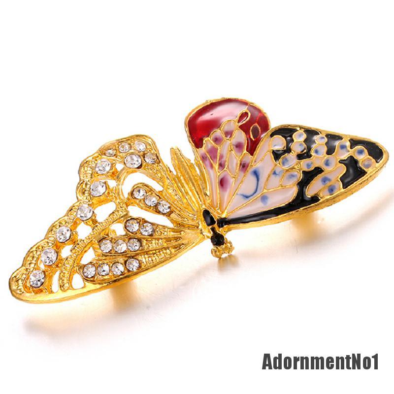 (Adornmentno1) Bros / Pin Butterfly Enamel Hias Kristal Berlian Imitasi Untuk Wanita