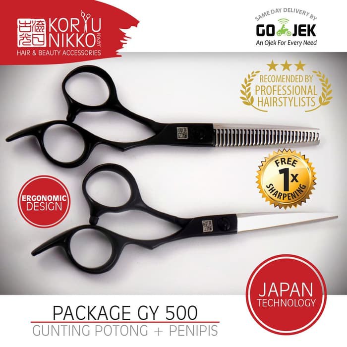 Alat Potong Rambut Styling Wanita Koryu Nikko Scissors Paket Gunting Gy 500 Hitam Silve OBGA6821
