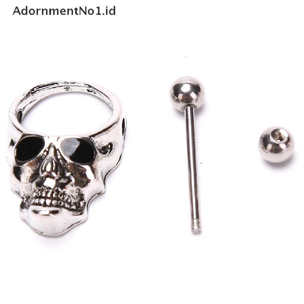 (AdornmentNo1) Anting Tindik Puting Bentuk Tengkorak Bahan Stainless Steel Untuk Wanita