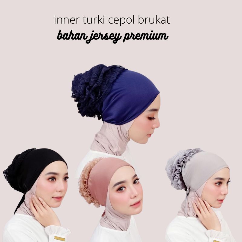 (BISA COD) inner turki cepol brukat / daleman jilbab cepol premium/ inner turki premium bahan jersey