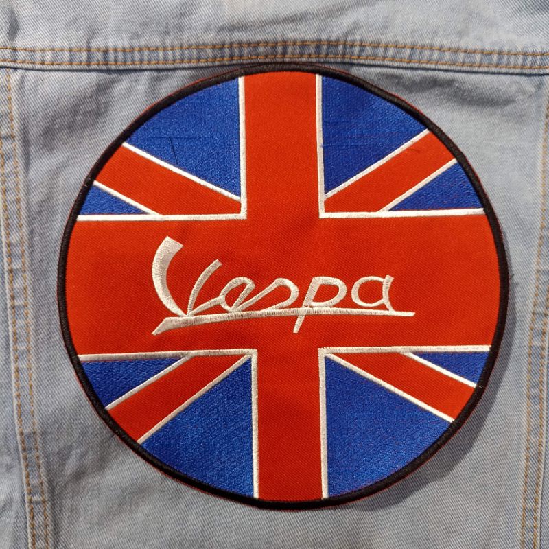 Backpatch bordir besar / Emblem bordir VESPA ENGLAND premium